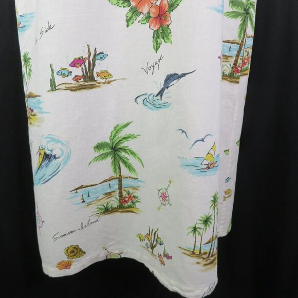 Hot Cotton Hawaiian Dress Beach XL Marc Wear Floral Sheath Cotton Linen Cover Up - Picture 4 of 10